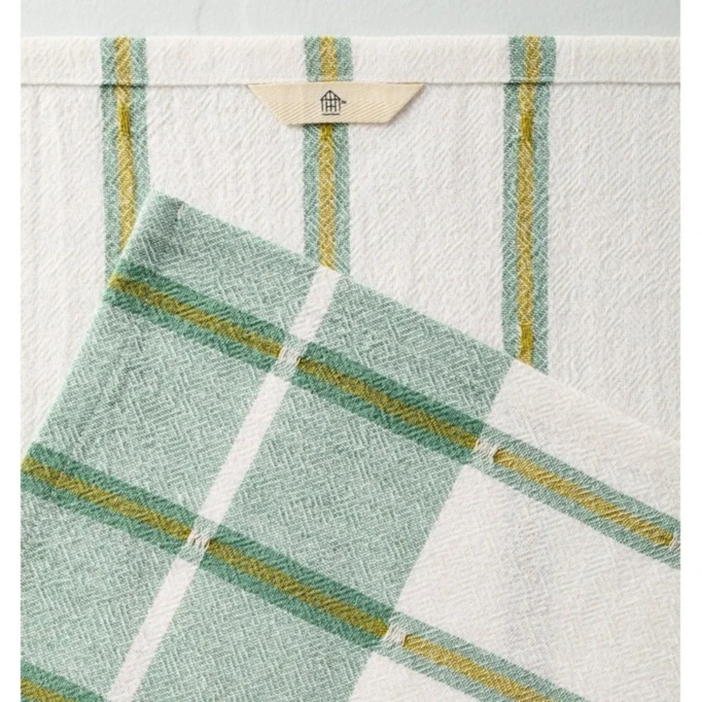 Magnolia Hearth &‎ Hand Kitchen Flour Sack Dish Towel Check Stripe Green & White